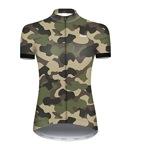 

21Grams Women's Short Sleeve Cycling Jersey Nylon Polyester Camouflage Patchwork Camo / Camouflage Bike Jersey Top Mountain Bike MTB Road Bike Cycling Breathable Quick Dry Ultraviolet Resistant Sports