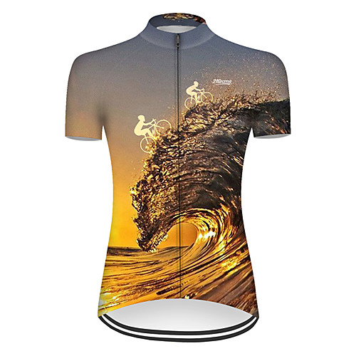 

21Grams Women's Short Sleeve Cycling Jersey Summer Nylon Polyester Black / Yellow Gradient 3D Bike Jersey Top Mountain Bike MTB Road Bike Cycling Ultraviolet Resistant Quick Dry Breathable Sports