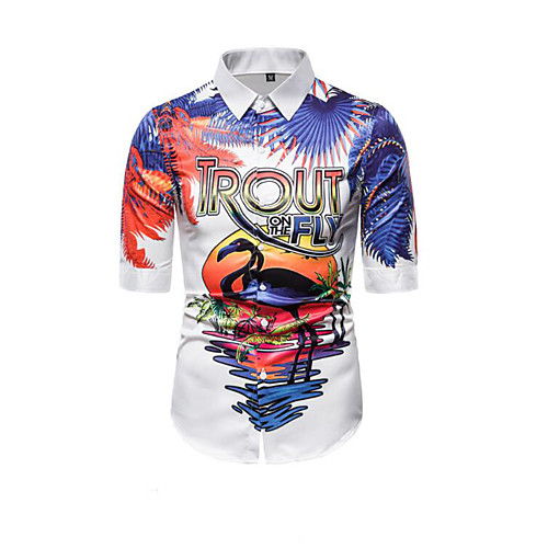 

Men's Geometric Print Shirt Sexy Street chic Daily Going out White / Black