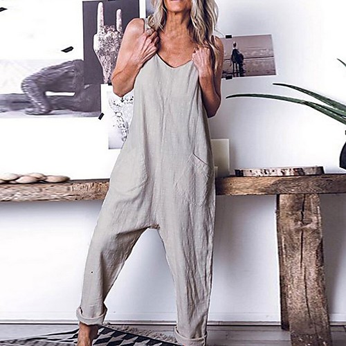 

Women's Casual Casual Daily 2021 Yellow Gray Green Jumpsuit Solid Colored