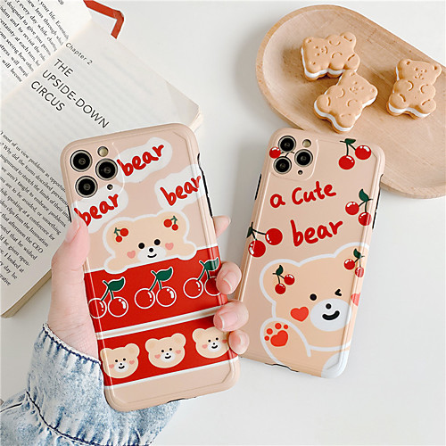 

Retro cherry bear letters couples cute Phone case for iPhone 11 Pro MAX se 2020 X XS XR case silicone cover For iPhone 7 8 Plus Case