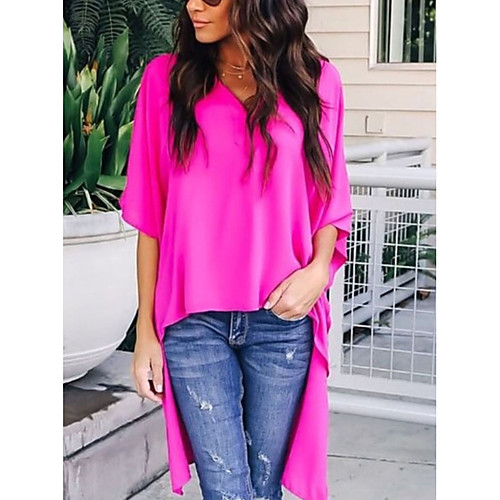 

Women's Solid Colored Blouse Daily Red