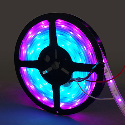 

5M ws2811 50 ICs 5050 digital RGB Strip 150LED Pixels IP65 waterproof Dream Magic Full color DC 12V Led Strip 30LEDm with mini RF 17 keys controller (PCB white)