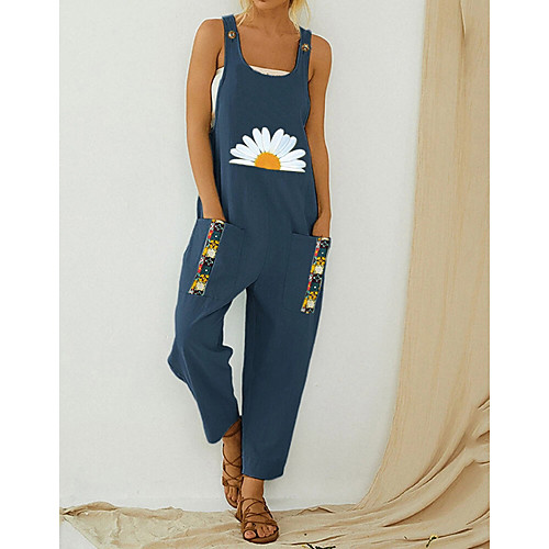 

Women's Blue Army Green Light Green Jumpsuit Floral