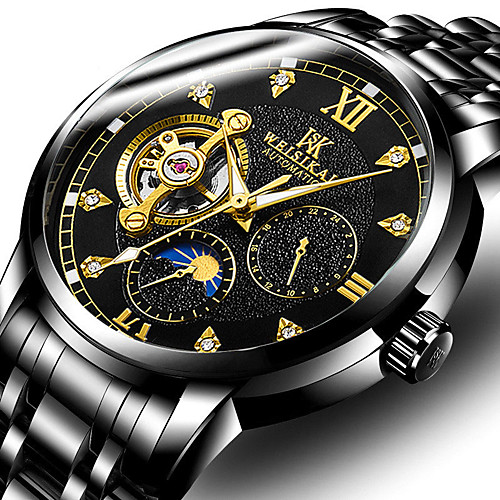 

WEISIKAI Men's Mechanical Watch Automatic self-winding Modern Style Stylish Stainless Steel Water Resistant / Waterproof Calendar / date / day Noctilucent Analog Fashion Big Face - Black / Silver