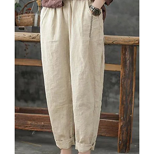 

Women's Basic Daily Loose Chinos Pants - Solid Colored Blue Khaki Green S / M / L