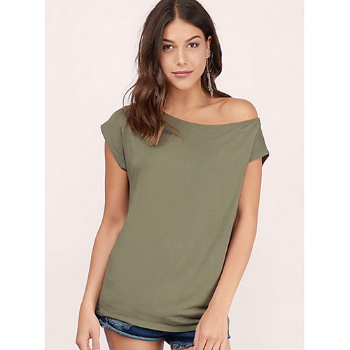 

Women's Solid Colored T-shirt Daily Black / Army Green