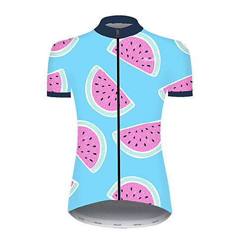 

21Grams Women's Short Sleeve Cycling Jersey Summer Nylon Polyester RedBlue Pineapple Fruit Bike Jersey Top Mountain Bike MTB Road Bike Cycling Ultraviolet Resistant Quick Dry Breathable Sports