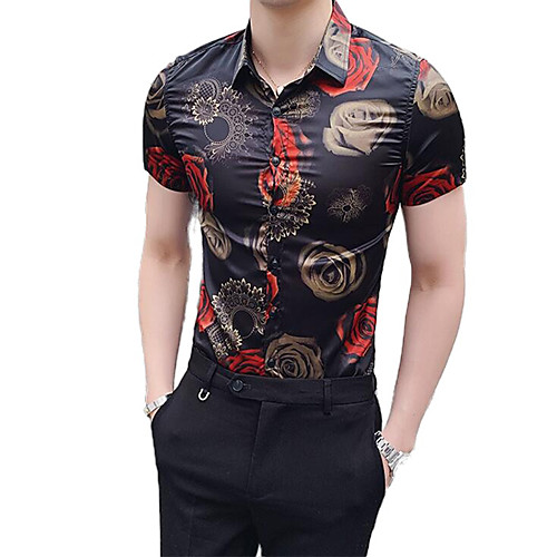 

Men's Graphic Print Shirt Sexy Street chic Daily Going out Black