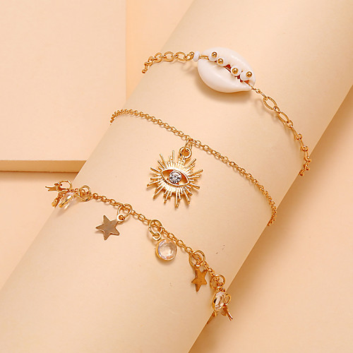 

Leg Chain Classic Vintage Trendy Women's Body Jewelry For Holiday Date Retro Shell Alloy Star Gold 3 Pieces