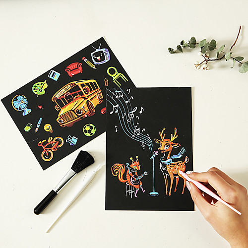 

Drawing Toy Scratch Art Set Magic Scratch Paper Cartoon Animal Pure Paper Painting Creative Kid's Boys and Girls for Birthday Gifts or Party Favors