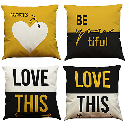 

4 pcs Faux Linen Pillow Cover Faux Linen Pillow Case Car Pillow Cushion Sofa Pillow Pillow Office Nap Pillow