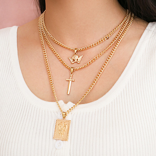

Women's Pendant Necklace Necklace Retro Butterfly Angel Classic Punk Trendy Hip Hop Chrome Gold 47 cm Necklace Jewelry 3pcs For Party Evening Street Birthday Party Beach Festival