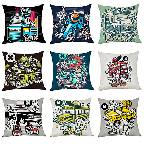 

9 pcs Linen Pillow Cover, Car Casual Modern Square Traditional Classic