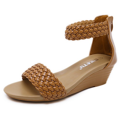 

Women's Sandals Summer Wedge Heel Open Toe Daily PU Almond / Black / Brown