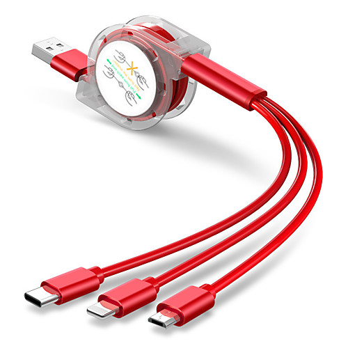 

Multifunctional crystal 3 in 1 universal 5 gear adjustment fast charging data cable telescopic USB extension cable For Xiaomi/Huawei/iPhone/samsung