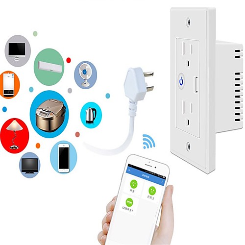 

WiFi Wall Socket Smart USB Socket Support Voice Control Remotely Time Switch Graffiti