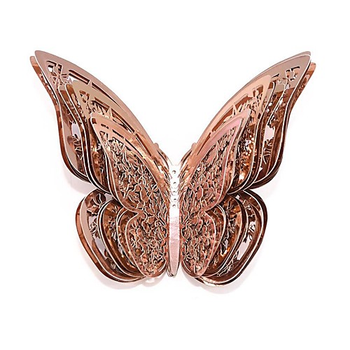 

12pcs/set Rose Gold 3D Wall Stickers Butterfly Hollow Paper Butterfly Stickers For Wedding Birthday Home Room DIY Deco Baby Shower Supplie