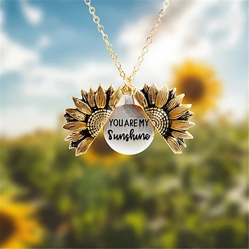 

Women's Pendant Necklace Lockets Necklace Sunflower Fashion Trendy Chrome Rose Gold Silver Gold 45 cm Necklace Jewelry For Casual Birthday Party Beach Festival