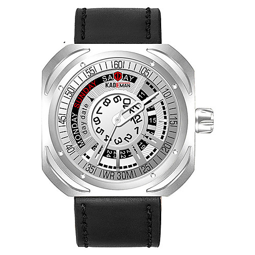 

Men's Sport Watch Quartz Modern Style Sporty Genuine Leather Water Resistant / Waterproof Large Dial Analog Outdoor Cool - Black Blue Red