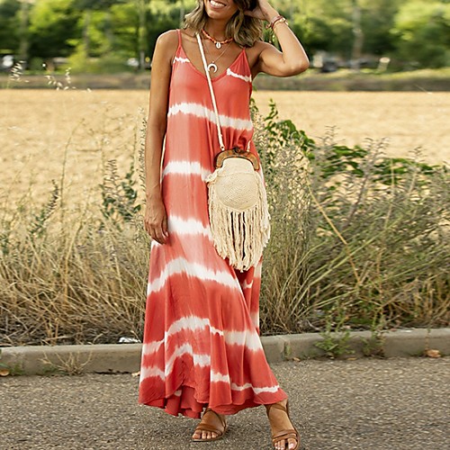 

Women's A-Line Dress Maxi long Dress - Sleeveless Striped Summer Casual 2020 Blue Purple Blushing Pink Orange Green Gray S M L XL XXL XXXL XXXXL XXXXXL