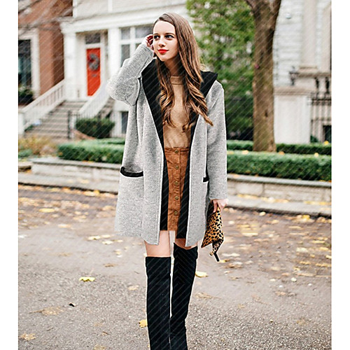 

Women's Coat Daily Long Solid Colored Black / Gray S / M / L
