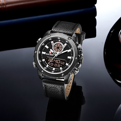 

Men's Sport Watch Digital Modern Style Sporty Genuine Leather Water Resistant / Waterproof Calendar / date / day Alarm Clock Digital Casual Cool - Golden / Brown Black / Silver Black