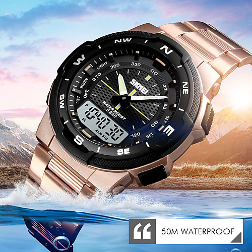 

SKMEI Men's Sport Watch Military Watch Analog - Digital Digital Luxury Alarm Calendar / date / day Chronograph / One Year / Stainless Steel