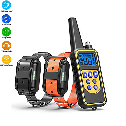 

Dog Training Collar Waterproof Rechargeable 2600ft Remote Dog Shock Collar with LED Light Beep Vibration Shock for Medium/Large Breed 2 Electronic Collars Neck Lanyard