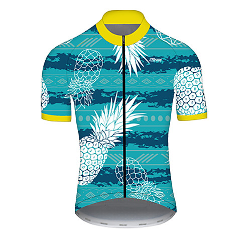 

21Grams Men's Short Sleeve Cycling Jersey Summer Nylon Polyester Green / Yellow Stripes Pineapple Fruit Bike Jersey Top Mountain Bike MTB Road Bike Cycling Ultraviolet Resistant Quick Dry Breathable