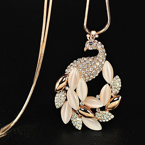

Women's Cat's Eye Long Necklace Peacock Classic Chrome Rose Gold 80 cm Necklace Jewelry For Birthday Party Festival