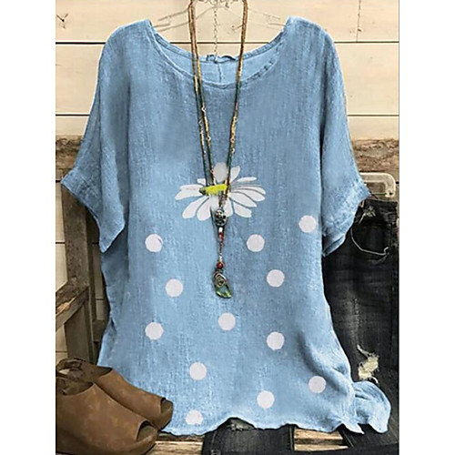 

Women's T shirt Floral Flower Round Neck Tops Yellow