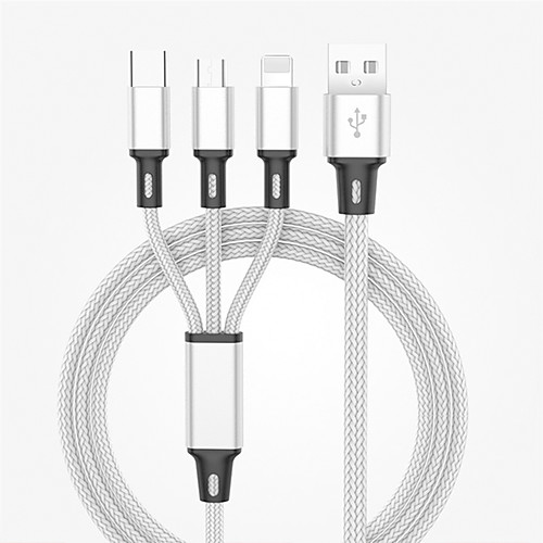 

Micro USB / Lightning / Type-C to Lightning Cable 3 A 1.2m(4Ft) Normal / All-In-1 / 1 to 3 Nylon / ABSPC USB Cable Adapter For Macbook / iPad / Samsung