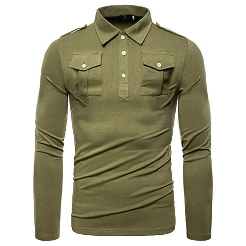 

Men's Golf Shirt Solid Colored Long Sleeve Daily Wear Tops Linen Basic Army Green Black Dark Gray