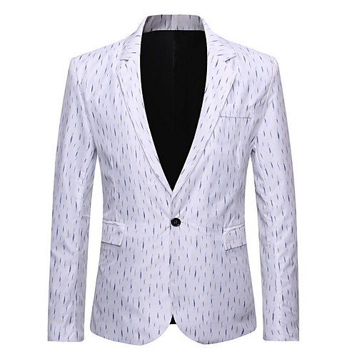 

Men's Blazer Loose Polyester Men's Suit Gray / White / Black - Notch lapel collar