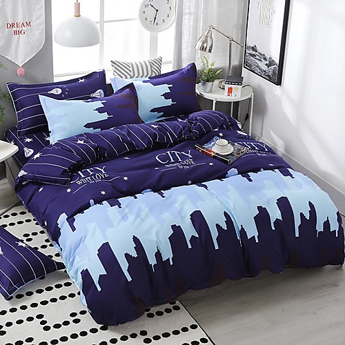 

City Series Polyester 4 Piece Duvet Cover Bedding Set