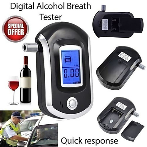 

Professional Digital Breath Alcohol Tester Breathalyzer with LCD Dispaly with 5 Mouthpieces AT6000 Bafometro Alcoholimetro