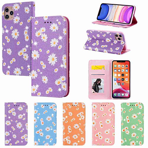 

Case For Apple iPhone 11 iPhone 11 Pro iPhone 11 Pro Max Wallet Card Holder with Stand Full Body Cases Small Daisies PU Leather TPU for iPhone Xs Max Xr Xs X SE (2020) 8 Plus 8