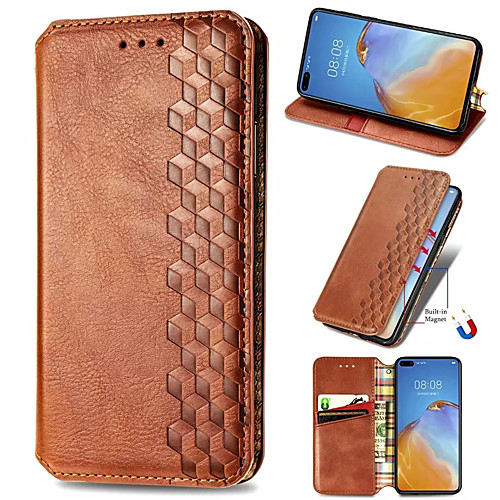 

Checkered Leather Case For Huawei Y6P / Y5P / Y8P / P smart 2020 P40 P40Pro Magnet Flip Book Case Cover on For Huawei Honor 30 30Pro 30s 9A 9S Nova 7 7SE 7I 7Pro 6SE 10S