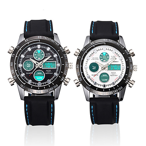 

Men's Digital Watch Digital Silicone 30 m Water Resistant / Waterproof Day Date Analog - Digital Fashion Cool - Black / Silver Black One Year Battery Life