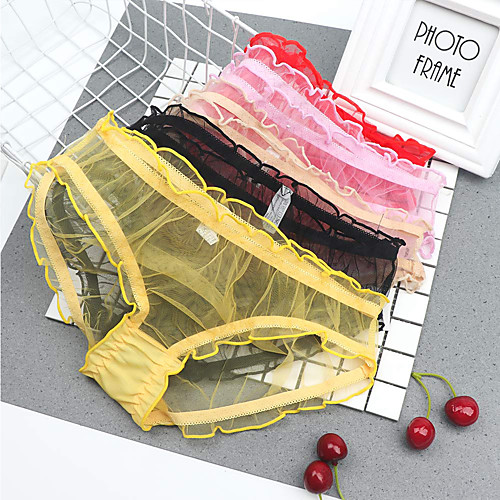 

Women's Basic Brief - Normal Mid Waist Black Red Yellow One-Size