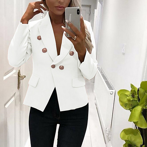 

Women's Blazer Regular Fit Polyester Men's Suit Blue / Blushing Pink / White - Notch lapel collar