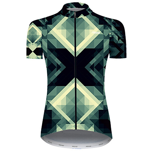 

21Grams Women's Short Sleeve Cycling Jersey Summer Nylon Polyester Black / Green Plaid Checkered Gradient 3D Bike Jersey Top Mountain Bike MTB Road Bike Cycling Ultraviolet Resistant Quick Dry