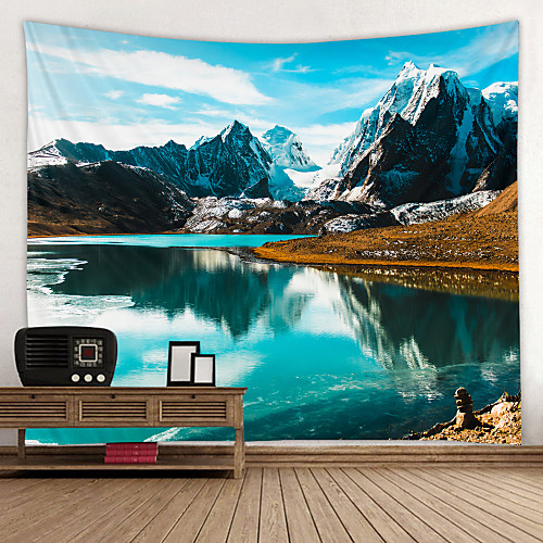 

Scenic Snow Mountain Lake Digital Printed Tapestry Decor Wall Art Tablecloths Bedspread Picnic Blanket Beach Throw Tapestries Colorful Bedroom Hall Dorm Living Room Hanging
