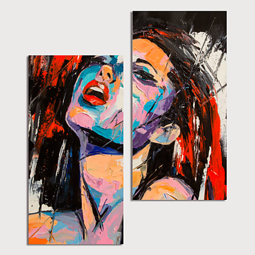 

Oil Painting Hand Painted Vertical Abstract People Modern Stretched Canvas