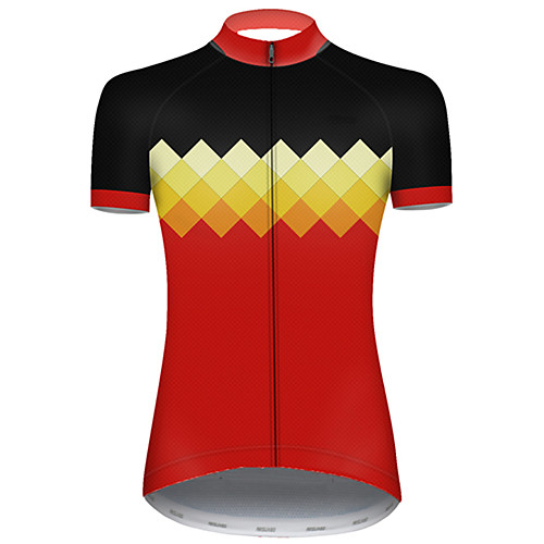 

21Grams Women's Short Sleeve Cycling Jersey Nylon Polyester Black / Red Plaid / Checkered Patchwork Bike Jersey Top Mountain Bike MTB Road Bike Cycling Breathable Quick Dry Ultraviolet Resistant