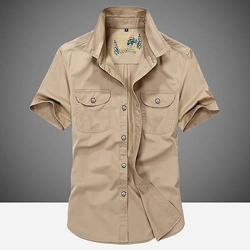 

Men's Solid Colored Shirt Daily Army Green / Khaki / Navy Blue
