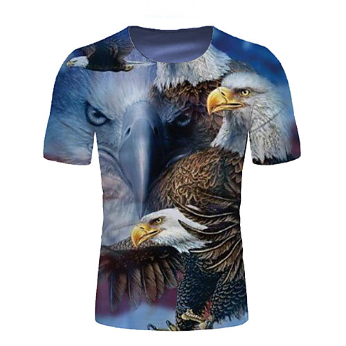 

Men's T shirt Shirt Graphic Print Short Sleeve Daily Tops Round Neck Blue