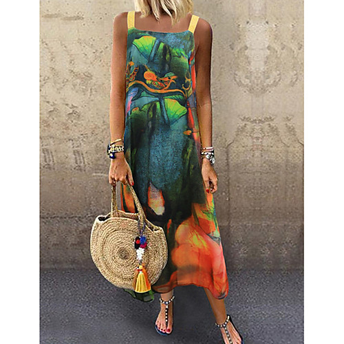 

Women's A-Line Dress Midi Dress - Sleeveless Floral Summer Casual 2020 Green M L XL XXL XXXL XXXXL XXXXXL