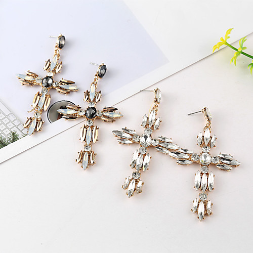 

Women's Drop Earrings Cross Statement Stylish Luxury Elegant Boho Earrings Jewelry White / Black For Gift Formal Engagement Prom Birthday